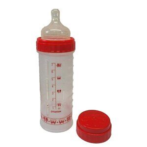 Playtex Round Top Nipple Nurser Drop In Baby Bottle Infant‎ 8 oz Red